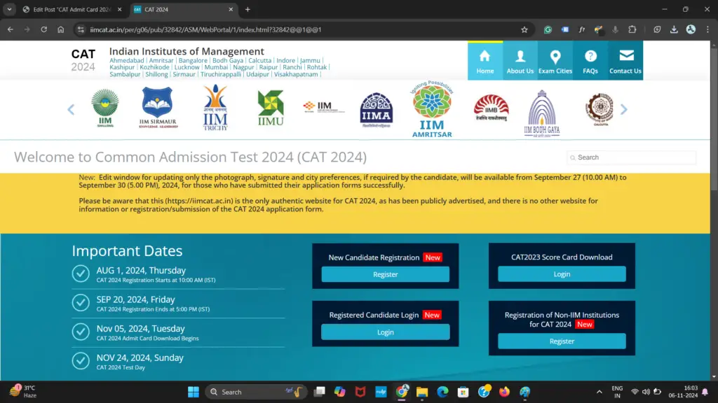 CAT Admit Card 2024