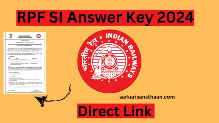 RPF SI Answer Key 2024